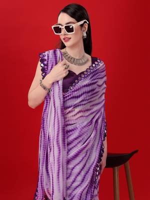 Alluring Women'S Multicolor Georgette Light Weight Saree With Lehriya Print 3