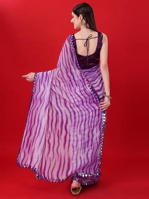 Alluring Women'S Multicolor Georgette Light Weight Saree With Lehriya Print 4