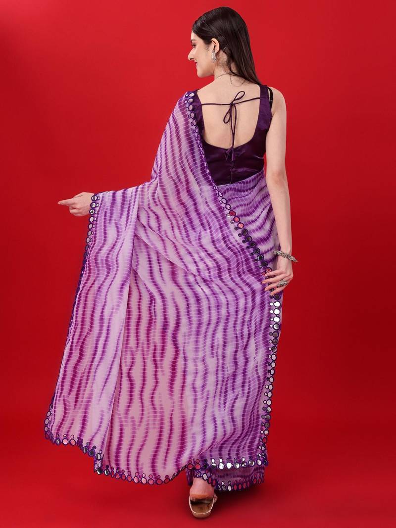 Alluring Women'S Multicolor Georgette Light Weight Saree With Lehriya Print