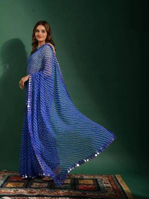 Alluring Women'S Multicolor Georgette Light Weight Saree With Lehriya Print 2