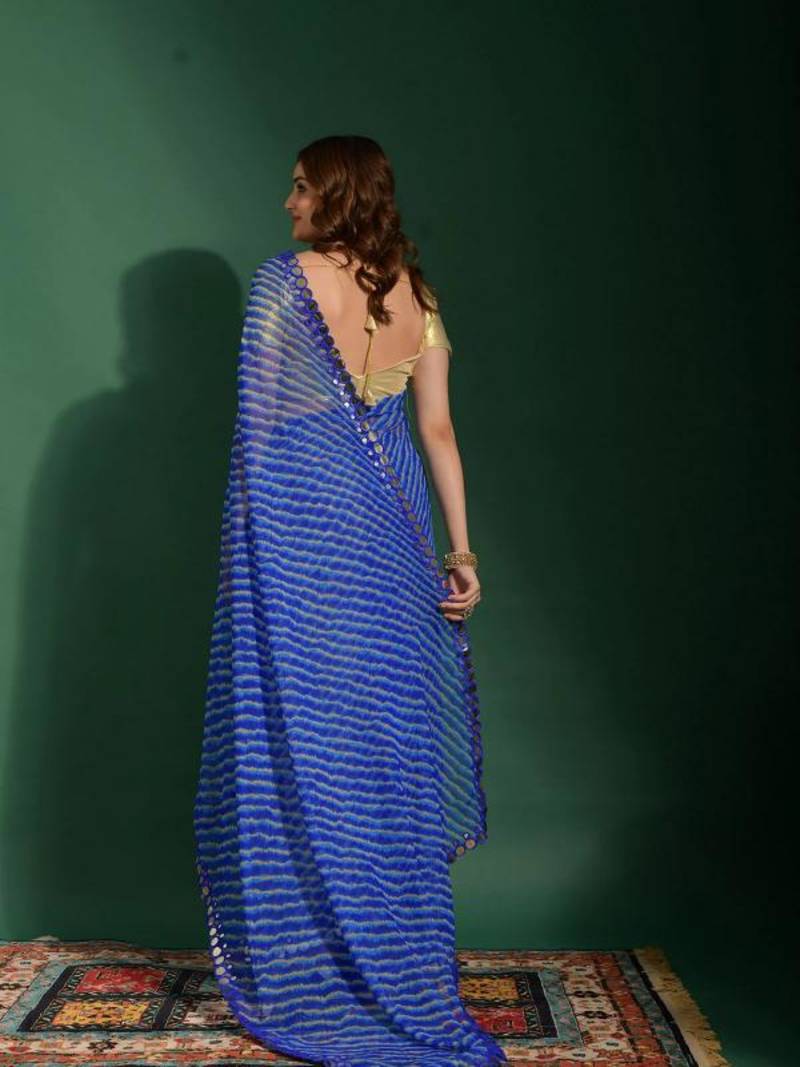 Alluring Women'S Multicolor Georgette Light Weight Saree With Lehriya Print