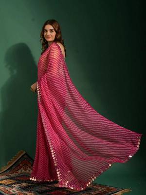 Alluring Women'S Multicolor Georgette Light Weight Saree With Lehriya Print 2