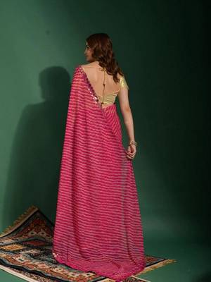 Alluring Women'S Multicolor Georgette Light Weight Saree With Lehriya Print 3