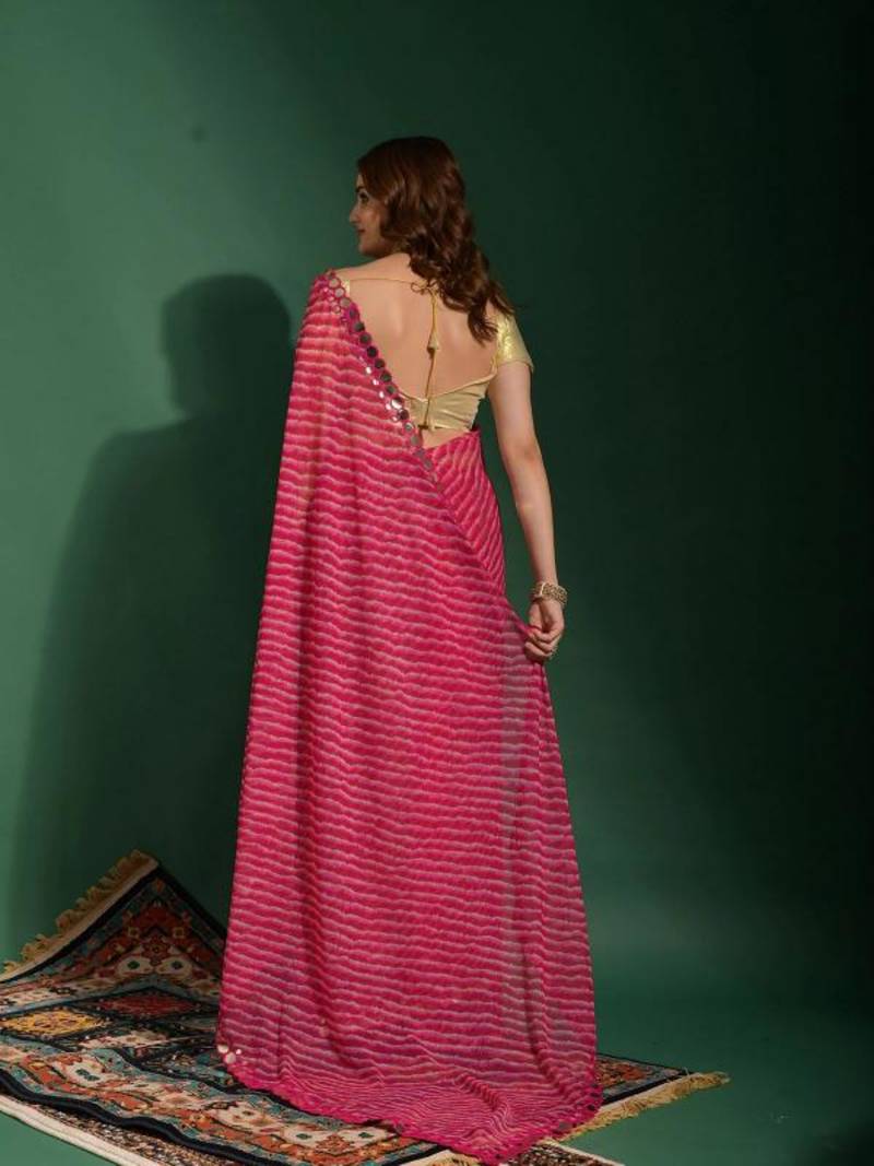 Alluring Women'S Multicolor Georgette Light Weight Saree With Lehriya Print