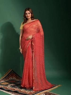 Alluring Women'S Multicolor Georgette Light Weight Saree With Lehriya Print 1