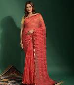 Alluring Women'S Multicolor Georgette Light Weight Saree With Lehriya Print