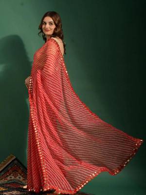 Alluring Women'S Multicolor Georgette Light Weight Saree With Lehriya Print 2