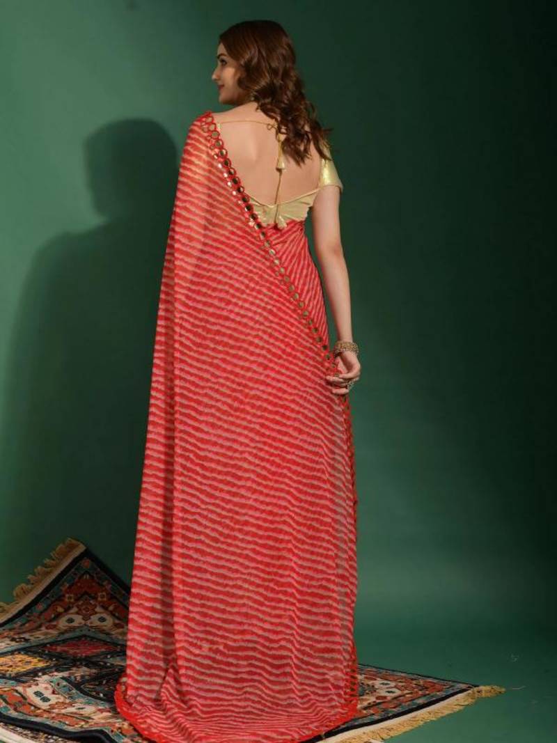 Alluring Women'S Multicolor Georgette Light Weight Saree With Lehriya Print