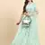 LightGreen Sequins Embroidery Work Faux Georgette Fabric Solid Lehenga Choli With Dupatta.