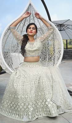 Beautiful embroidered pastel green lehenga 4