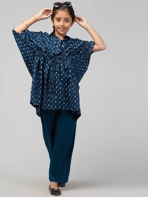 Co-Ord Set- Printed Kaftan Top With Pant 4