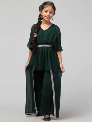 Girl's Party Wear-Two Pieces Set In Georgette Fabric With Lining. 1