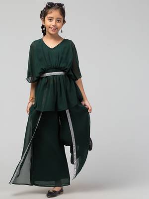 Girl's Party Wear-Two Pieces Set In Georgette Fabric With Lining. 3