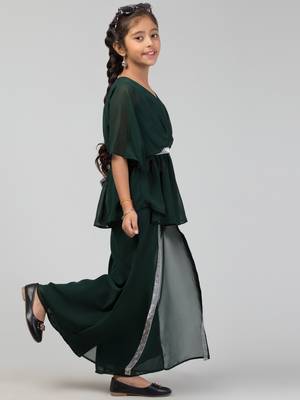 Girl's Party Wear-Two Pieces Set In Georgette Fabric With Lining. 4