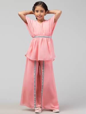 Girl's Party Wear-Two Pieces Set In Georgette Fabric With Lining. 1