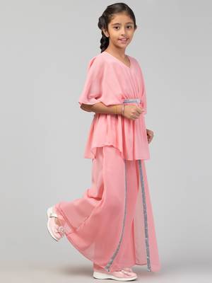 Girl's Party Wear-Two Pieces Set In Georgette Fabric With Lining. 4