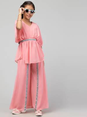 Girl's Party Wear-Two Pieces Set In Georgette Fabric With Lining. 5
