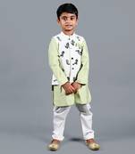 Light green printed kurta jacket set