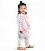 Blue printed kurta jacket set