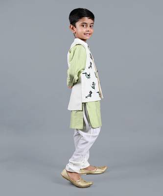 Light green printed kurta jacket set 3