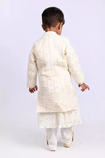Off white embroidered sherwani set