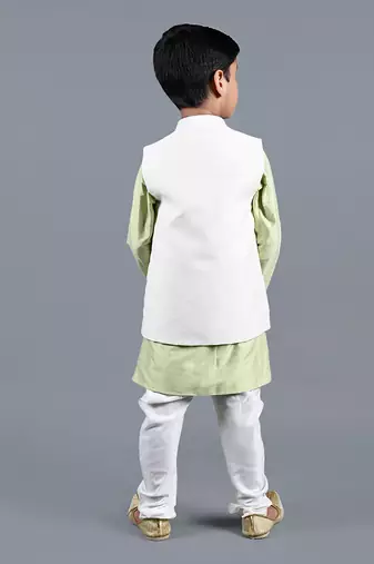 Light green printed kurta jacket set
