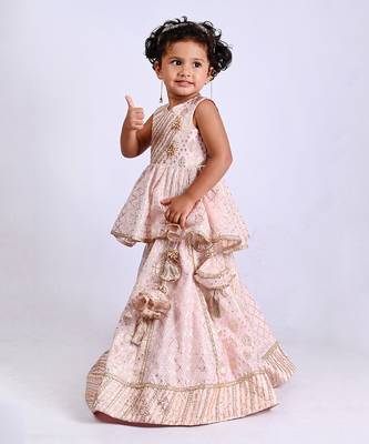 Pink foil printed lehenga set 2