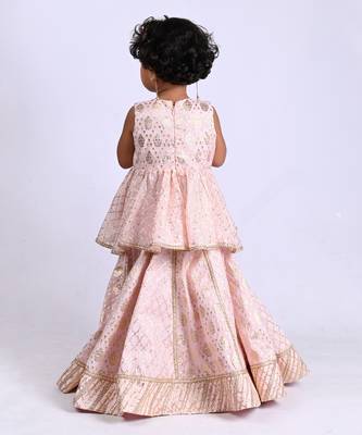 Pink foil printed lehenga set 3