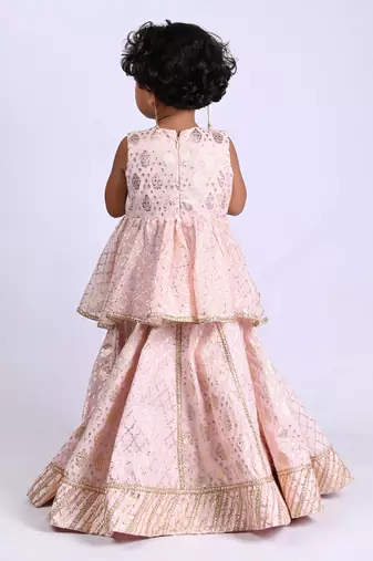 Pink foil printed lehenga set
