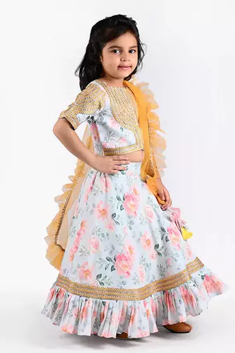 Multicolor printed lehenga set