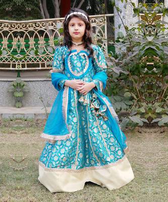 Turquoise blue anarkali gown 1