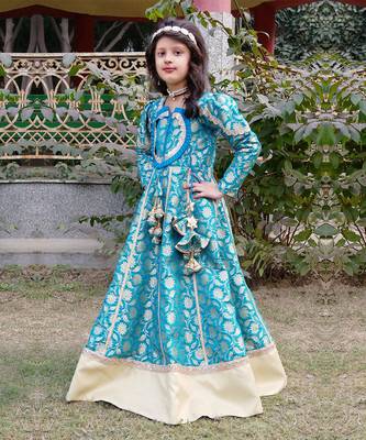 Turquoise blue anarkali gown 2