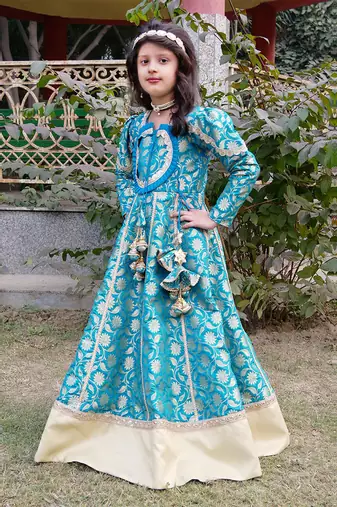 Turquoise blue anarkali gown