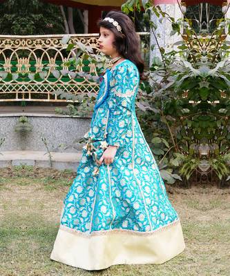 Turquoise blue anarkali gown 3