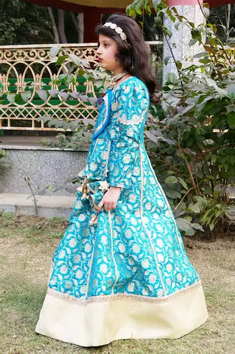 Turquoise blue anarkali gown