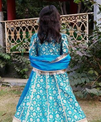 Turquoise blue anarkali gown 4
