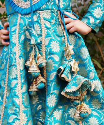 Turquoise blue anarkali gown 5