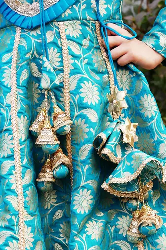 Turquoise blue anarkali gown