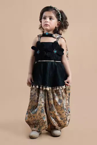 Bottle green peplum top set