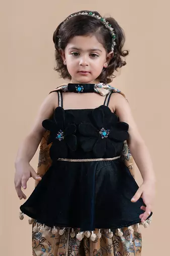 Bottle green peplum top set