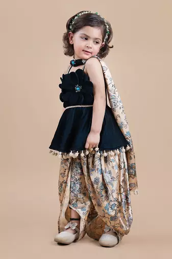 Bottle green peplum top set