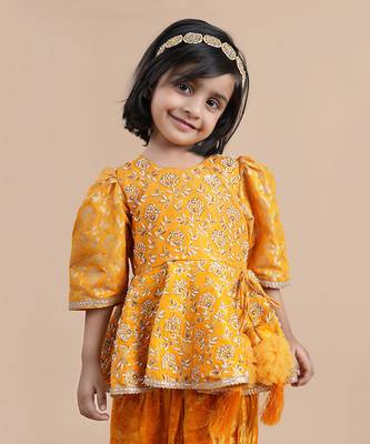 Orange emroidered dhoti set 2