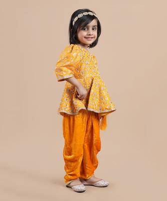 Orange emroidered dhoti set 3