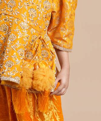 Orange emroidered dhoti set 4