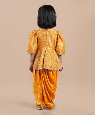 Orange emroidered dhoti set 5