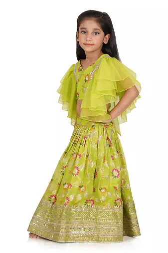 Lime green lehenga set