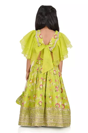 Lime green lehenga set