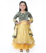 Green embroidered lehenga set