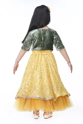 Green embroidered lehenga set
