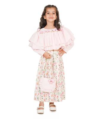 Baby pink long skirt set 1